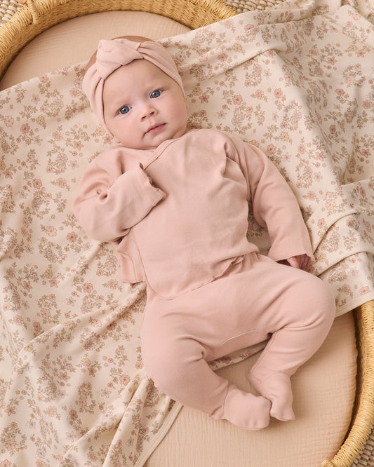WRAP TOP + FOOTED PANT SET || DUSTY ROSE