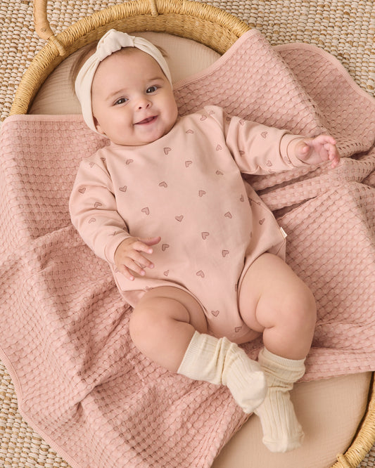 CREWNECK BUBBLE ROMPER || HEARTS