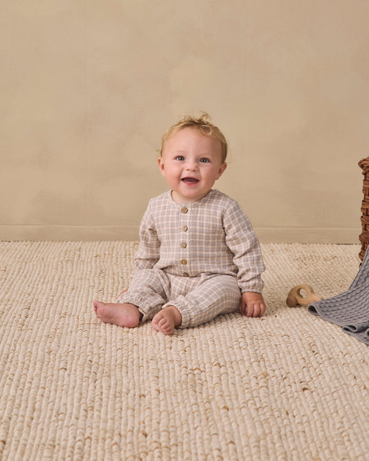 WOVEN JUMPSUIT || BLUE GINGHAM