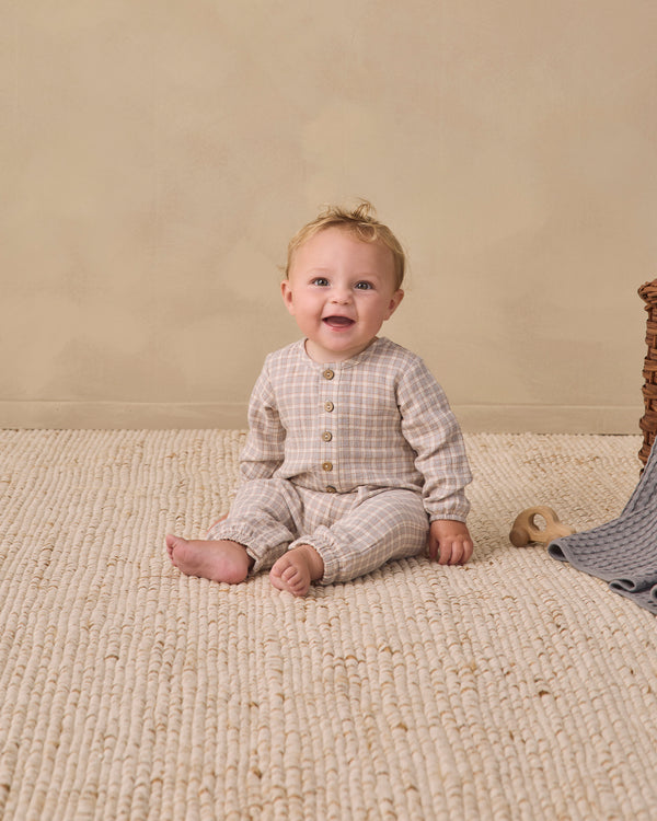 WOVEN JUMPSUIT || BLUE GINGHAM
