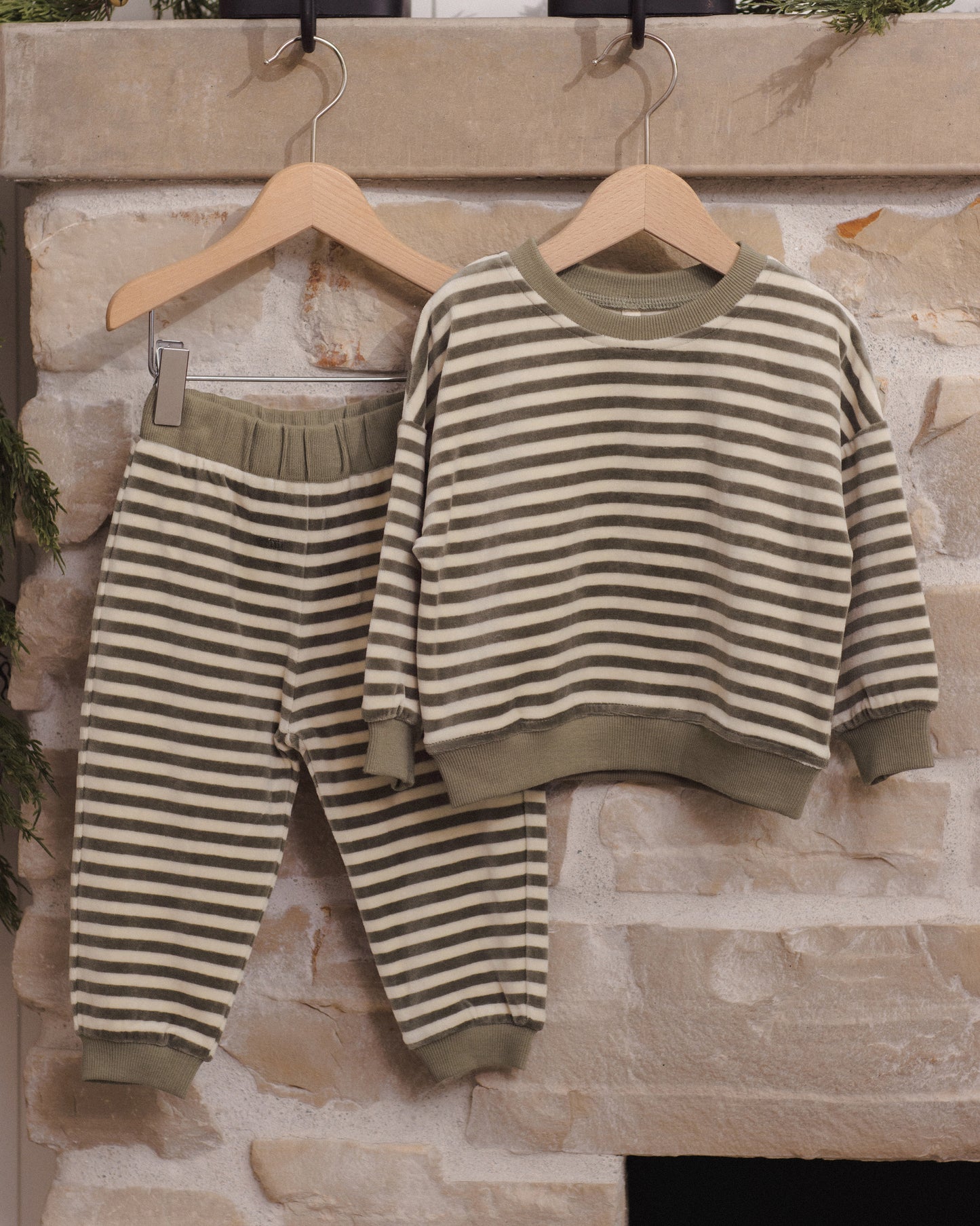 VELOUR RELAXED SET || SPRUCE STRIPE