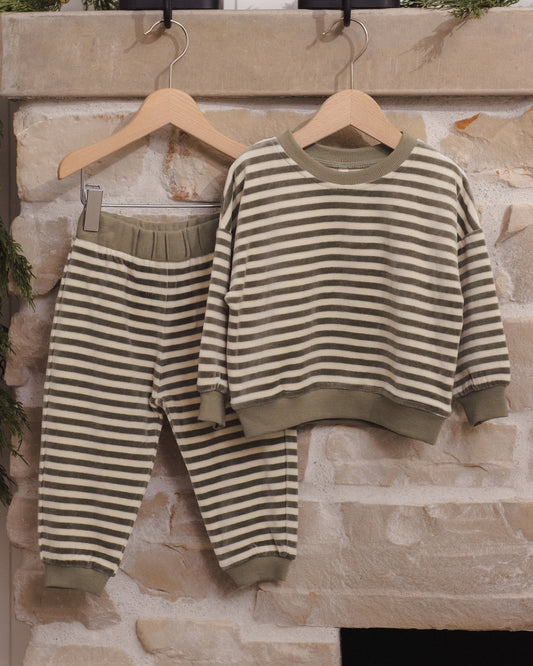 VELOUR RELAXED SET || SPRUCE STRIPE