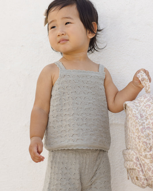 POINTELLE KNIT TANK + SHORT SET || SAGE