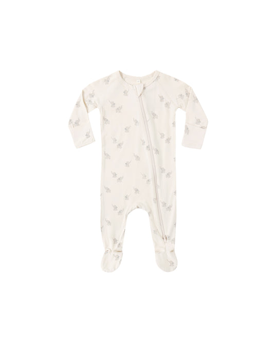 BAMBOO ZIP FOOTIE || ELEPHANTS