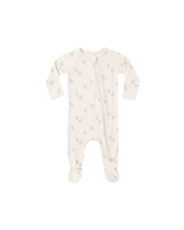BAMBOO ZIP FOOTIE || ELEPHANTS