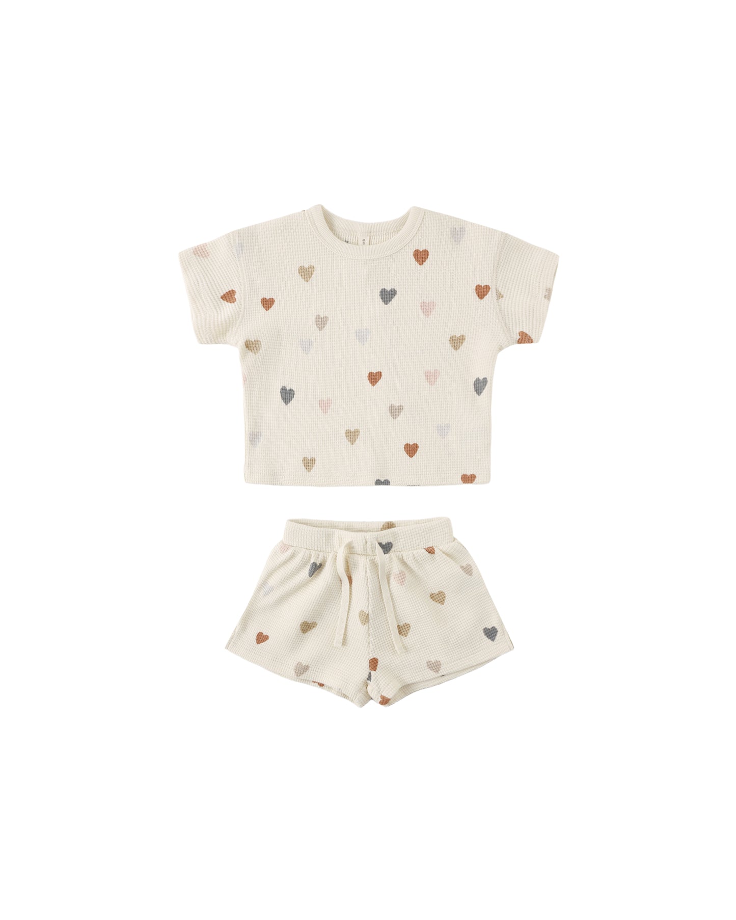 WAFFLE TEE + SHORT SET || CONFETTI HEARTS