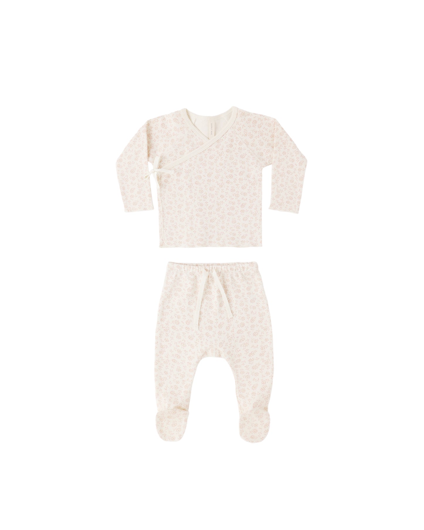 WRAP TOP + FOOTED PANT SET || DITSY