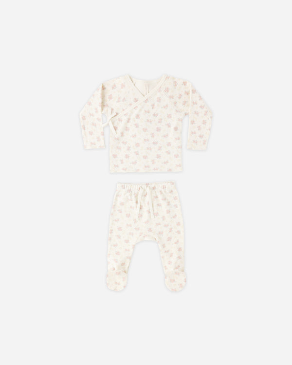 WRAP TOP + FOOTED PANT SET || FLOWER FIELD