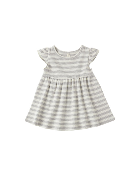 FLUTTER SLEEVE DRESS || SKY STRIPE