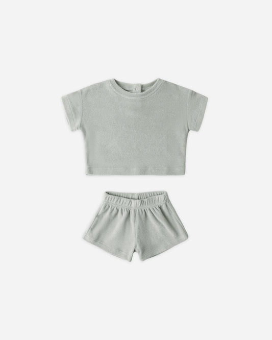 TERRY TEE + SHORT SET || SAGE