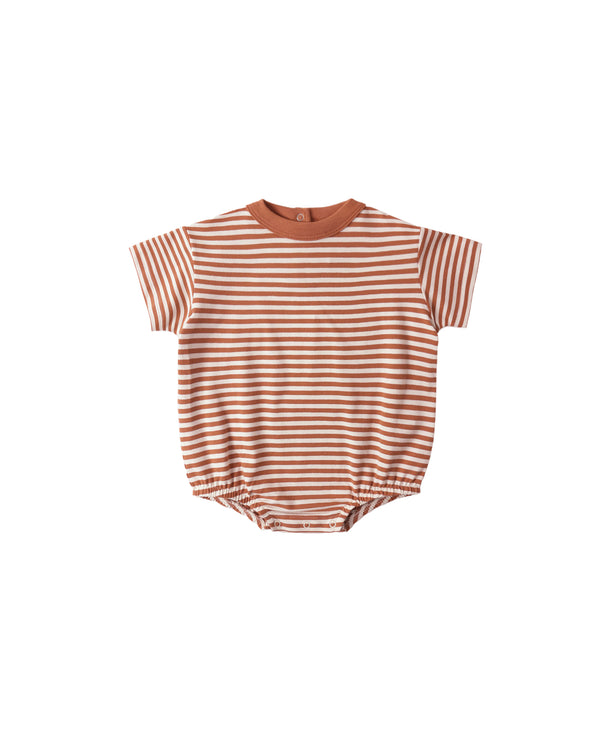 RELAXED BUBBLE ROMPER || POPPY STRIPE