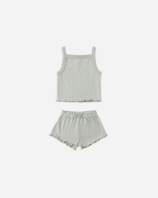 POINTELLE TANK + SHORTIE SET || SAGE