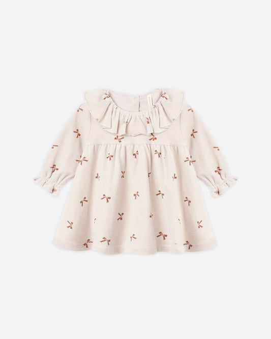 VELOUR BABY DRESS || RED BOWS