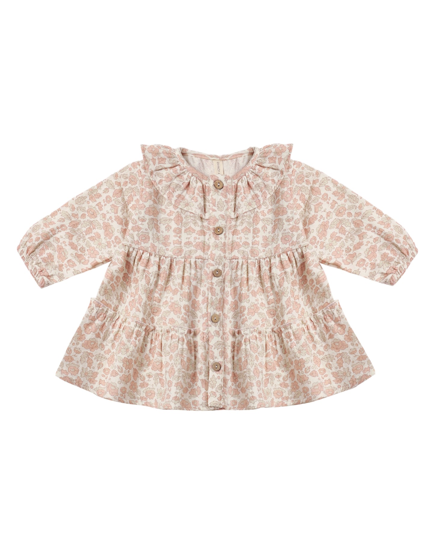 RUFFLE COLLAR BUTTON DRESS || PINK BLOSSOM
