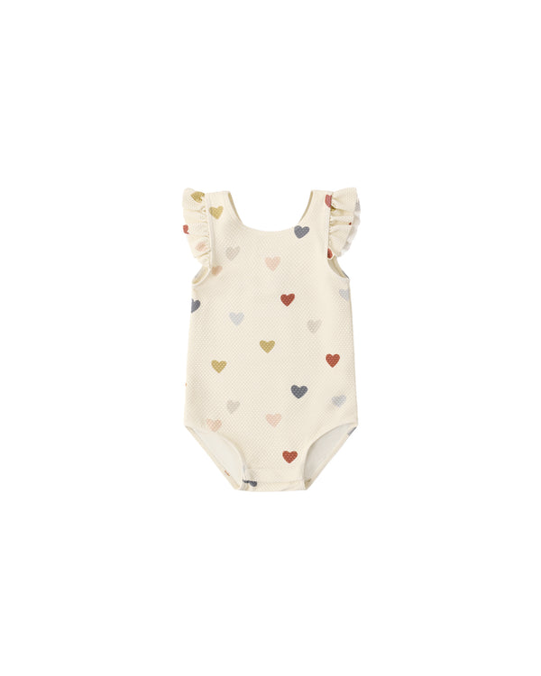 SCOOP BACK ONE-PIECE SWIMSUIT || CONFETTI HEARTS