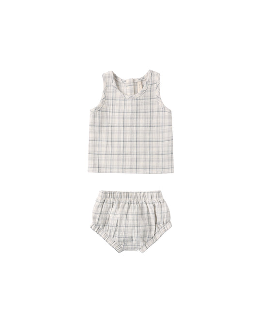 WOVEN TANK SET || BLUE PLAID