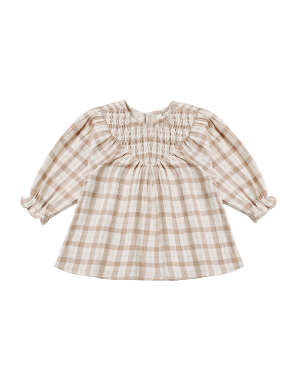 V SMOCKED DRESS || RUSTIC PLAID
