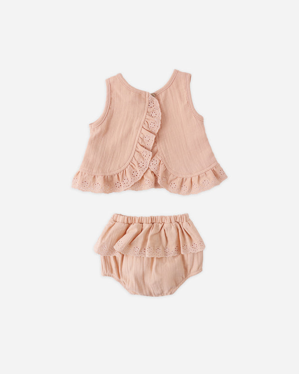 RUFFLED TULIP TOP + BLOOMER SET || MELON