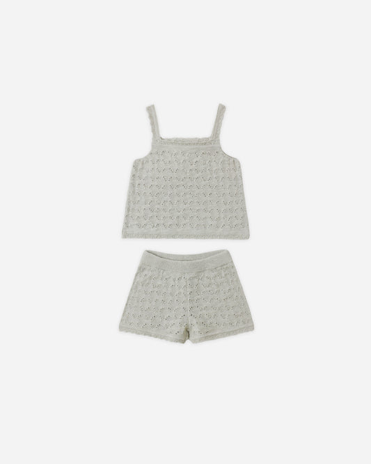 POINTELLE KNIT TANK + SHORT SET || SAGE