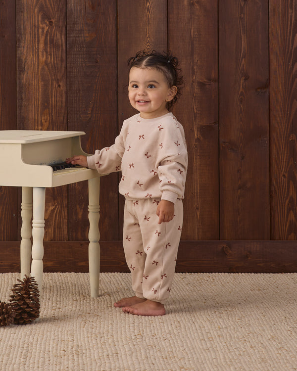 VELOUR RELAXED SET || RED BOWS