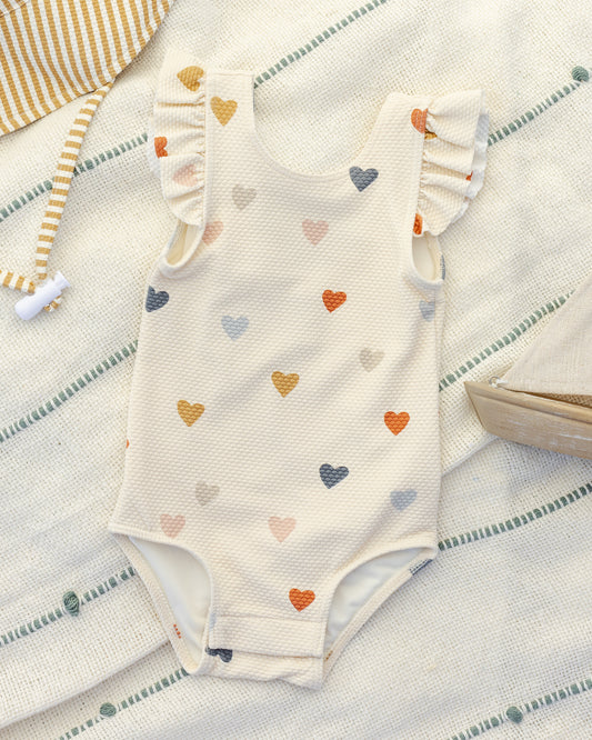 SCOOP BACK ONE-PIECE SWIMSUIT || CONFETTI HEARTS
