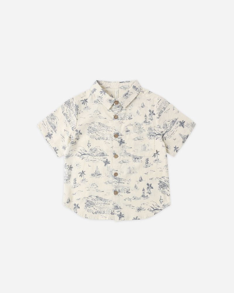 COLLARED SHORT SLEEVE SHIRT | OCEAN TOILE