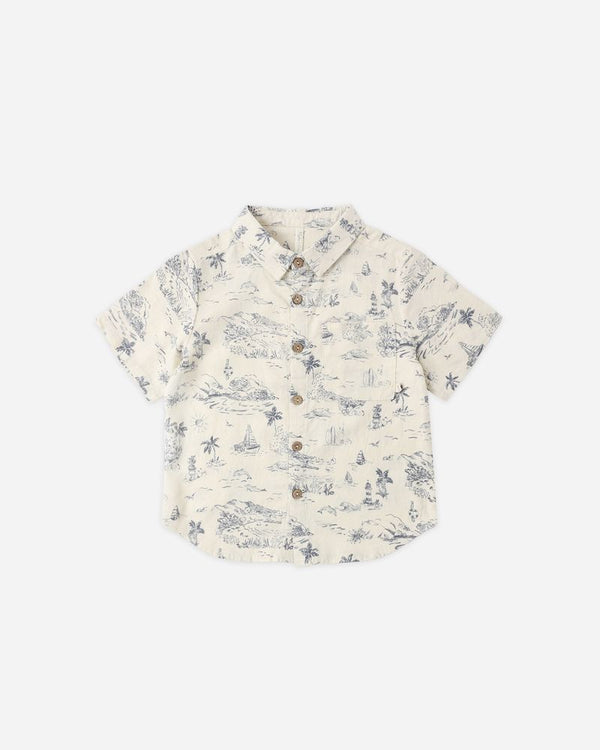 COLLARED SHORT SLEEVE SHIRT | OCEAN TOILE