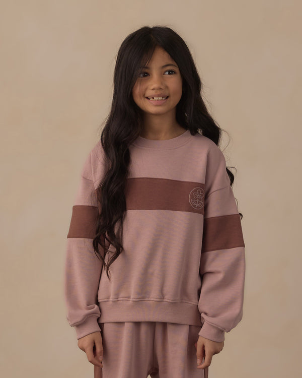 PANEL STRIPE SWEATSHIRT || ROSEWOOD