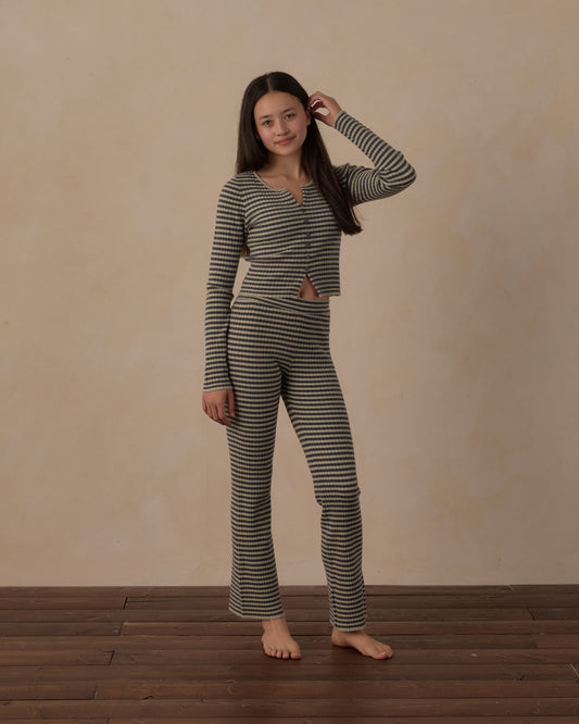 TEEN FLARE RIB KNIT PANT || MIDNIGHT STRIPE