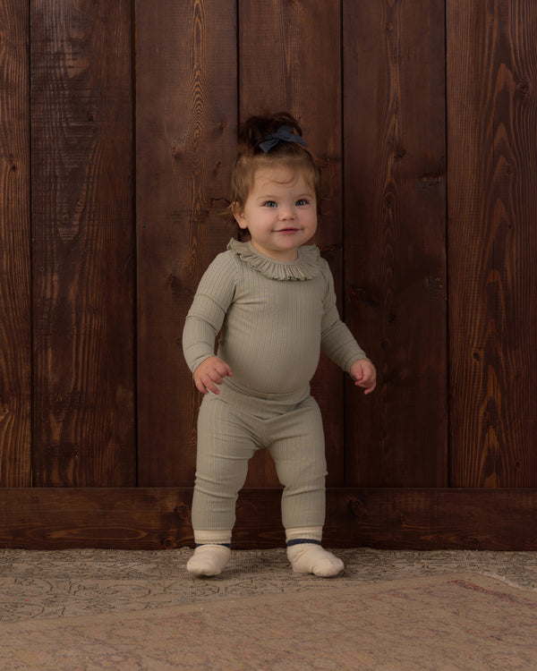RUFFLE COLLAR BODYSUIT || SAGE
