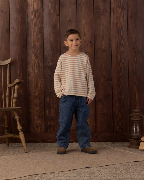 CAMDEN LONG SLEEVE TEE || FAWN STRIPE