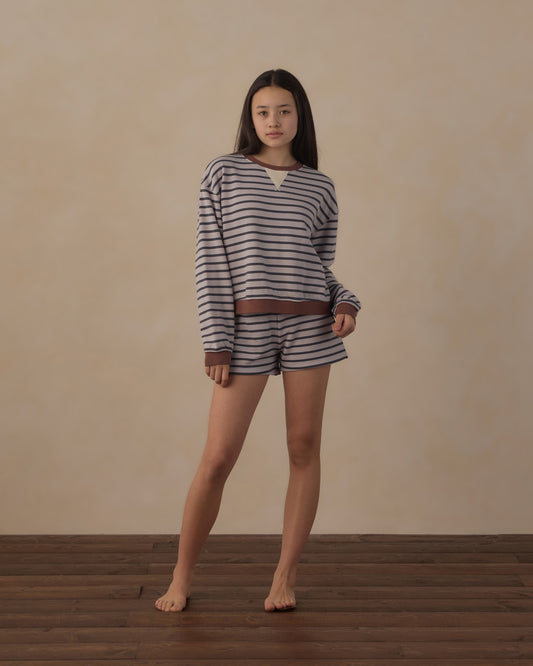 TEEN OVERSIZED CREW SWEATSHIRT || MIDNIGHT STRIPE