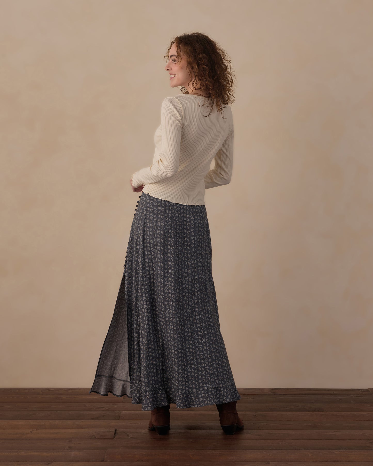 WOMEN'S BUTTON SLIT SKIRT || HEART DITSY