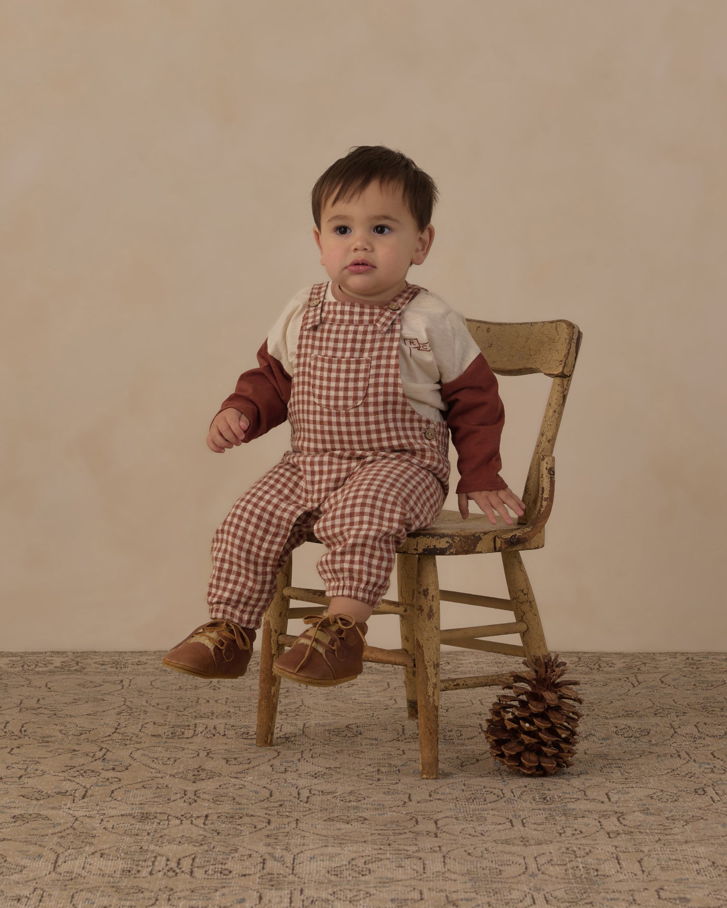 BABY OVERALLS || BRICK CHECK