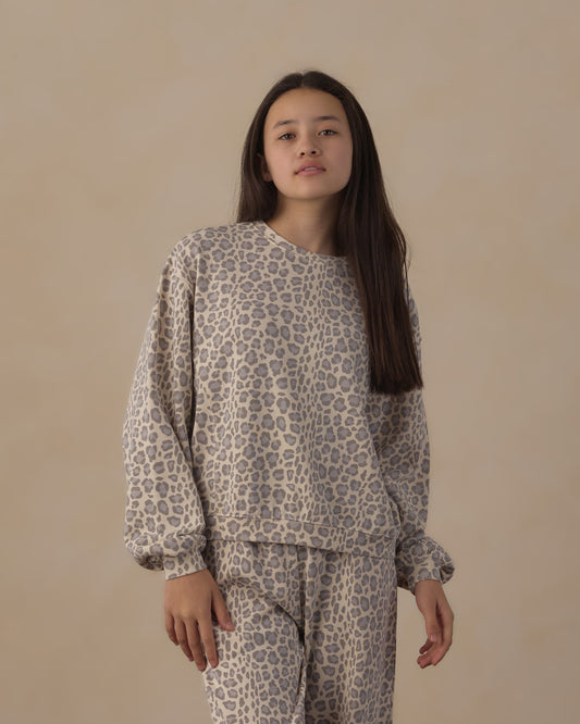 TEEN OVERSIZED SWEATSHIRT || BLUE LEOPARD