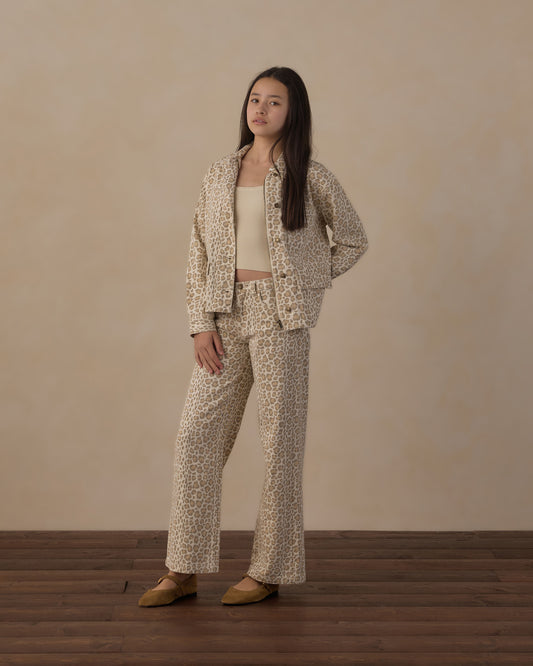 TEEN BAGGY WIGE LEG DENIM || BLUE LEOPARD