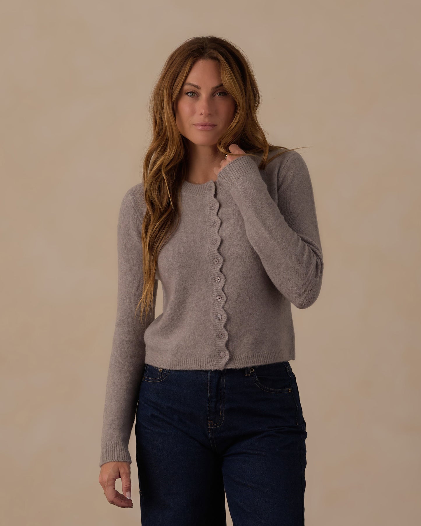 WOMEN'S SCALLOP CARDIGAN || DUSTY BLUE