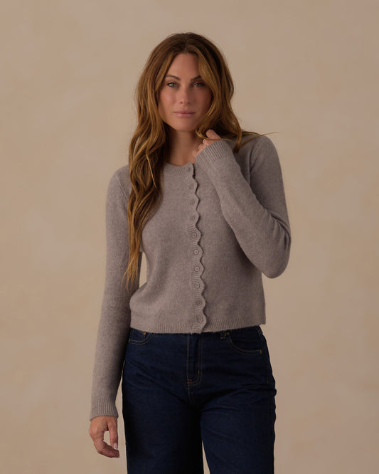 WOMEN'S SCALLOP CARDIGAN || DUSTY BLUE