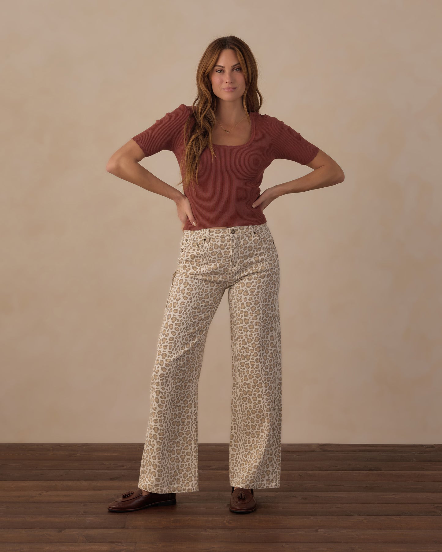 WOMEN'S BAGGY WIDE LEG PANT || BLUE LEOPARD