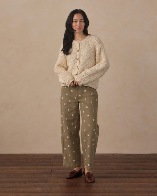 WOMEN'S BARREL DENIM || EMBROIDERED DAISES