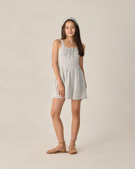 TEEN PRIMROSE MINI DRESS || LIGHT BLUE PLAID