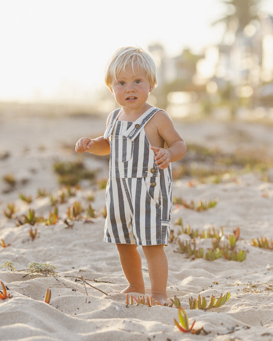 DENIM SHORTALL || NAVY STRIPE