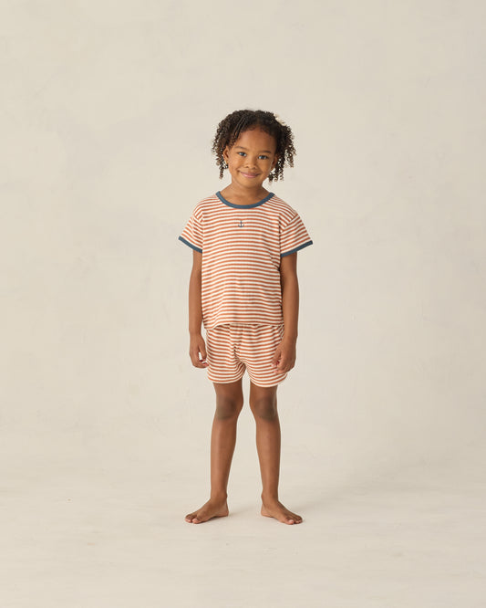 POINTELLE TEE || POPPY STRIPE