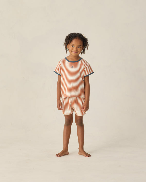 POINTELLE TEE || POPPY STRIPE