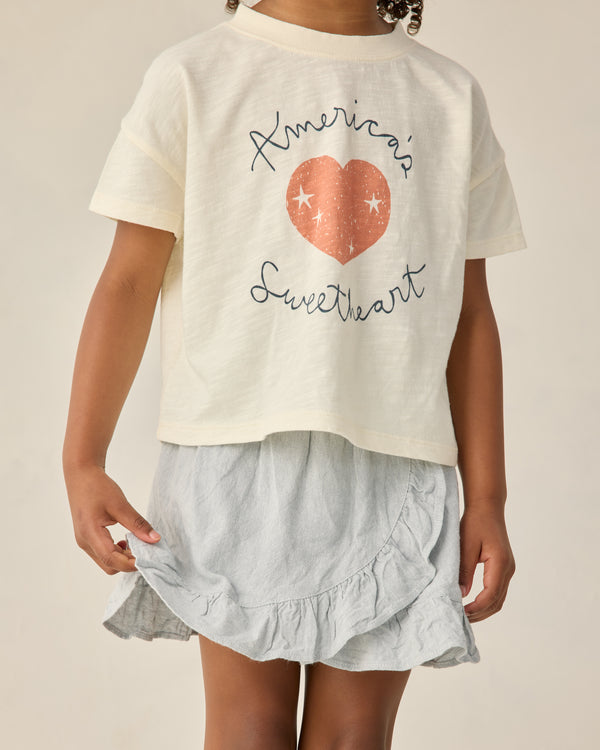 WRAP RUFFLE SKIRT || HEATHERED LIGHT BLUE