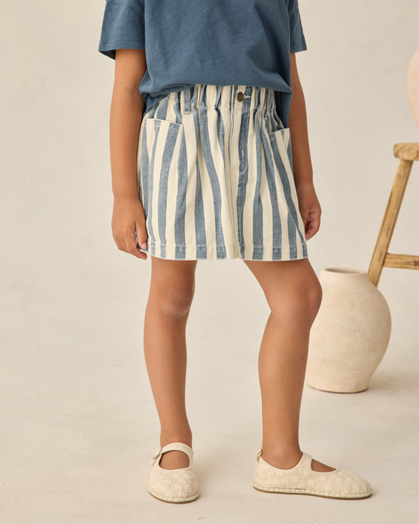 DENIM MINI SKIRT || NAVY STRIPE