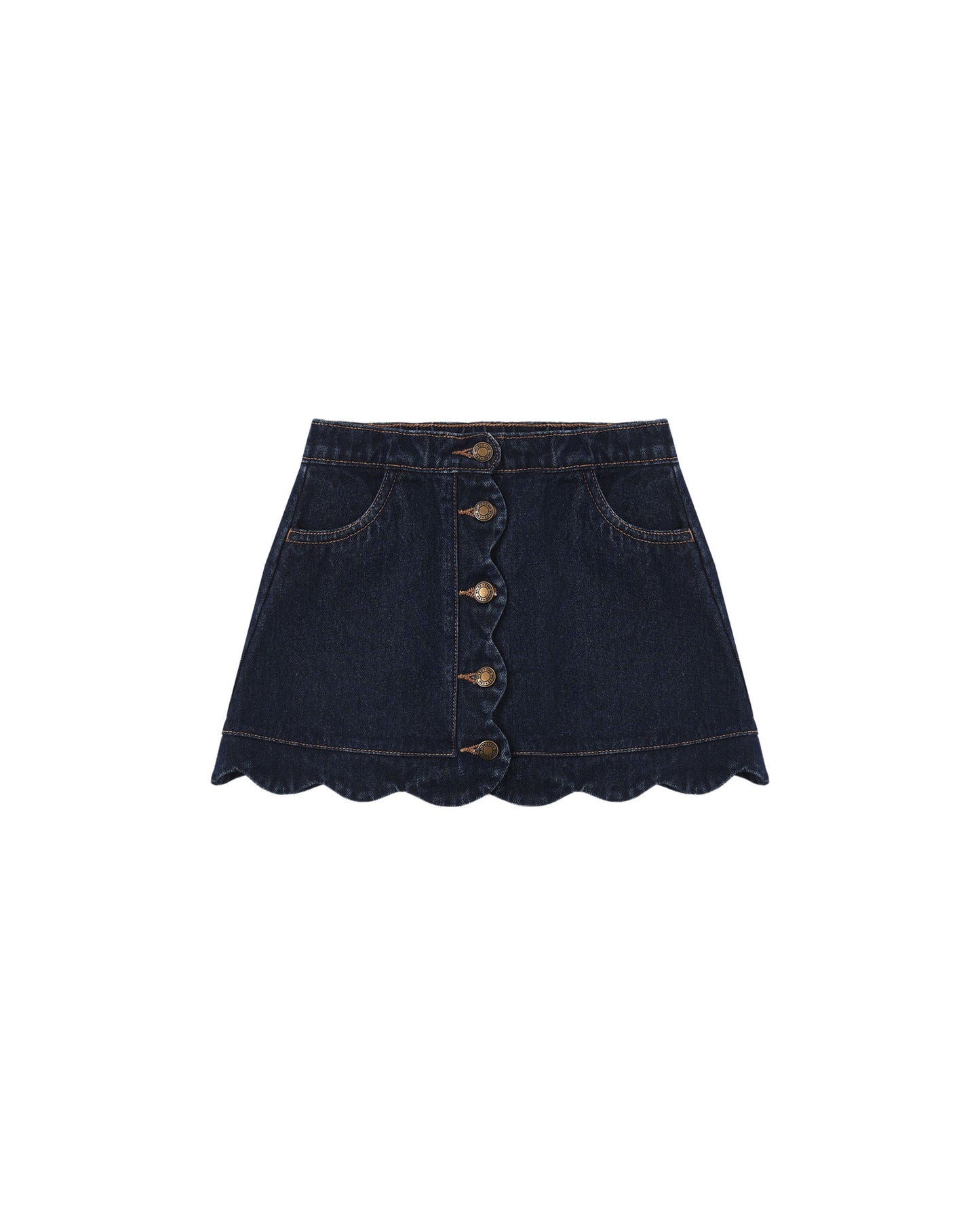 SCALLOP MINI SKIRT || DARK INDIGO