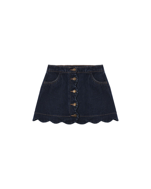 SCALLOP MINI SKIRT || DARK INDIGO