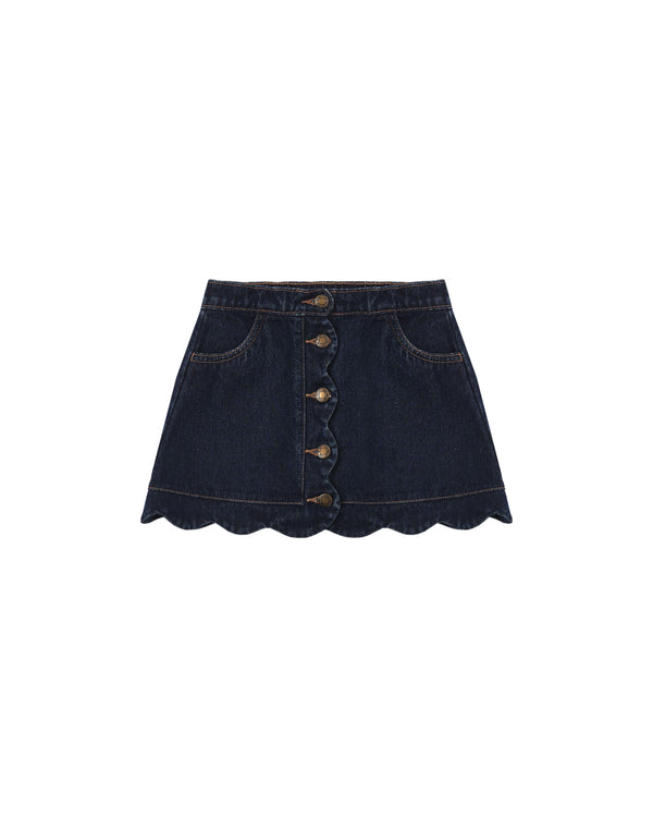 SCALLOP MINI SKIRT || DARK INDIGO