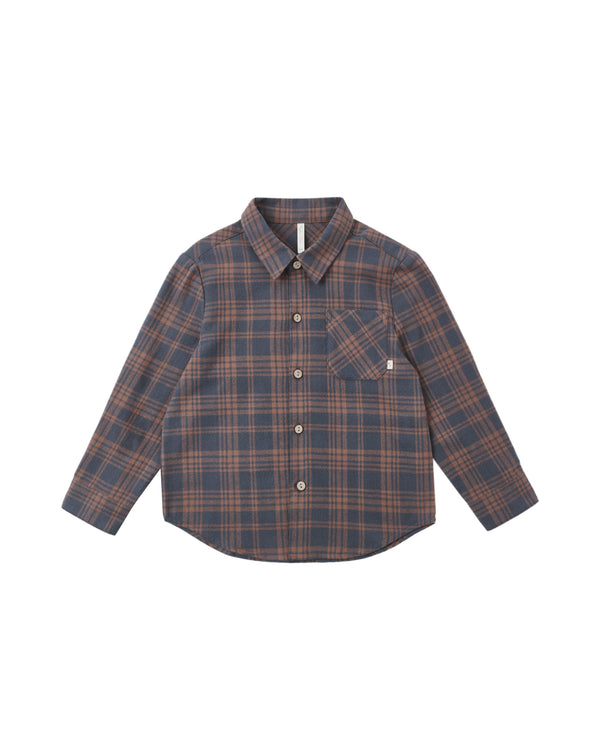 COLLARED LONG SLEEVE SHIRT || MIDNIGHT PLAID